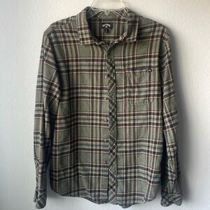 Billabong shirt plaid button up size Medium warm brown tones